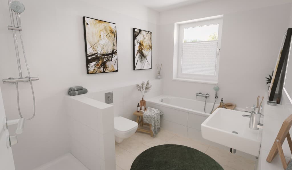 Modernes Badezimmer mit Dusche und Badewanne